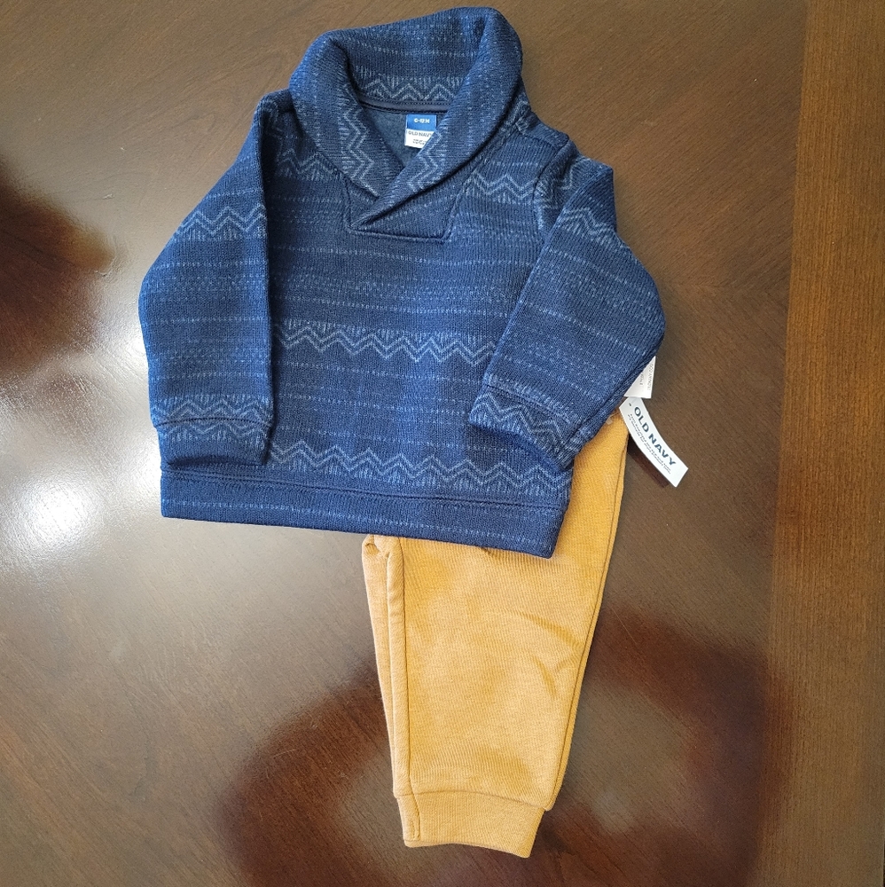 🆕️ 2-Piece Shawl-Collar Sweater and Jogger Sweatpants Set for Baby